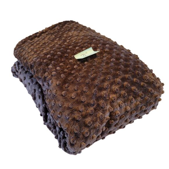Soft Brown Minky Dot Fabric 71 x 63" Polyester Plush Craft Sewing Baby Material - Picture 1 of 16